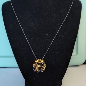 Cookie Lee Gold and Black Pendant Necklace